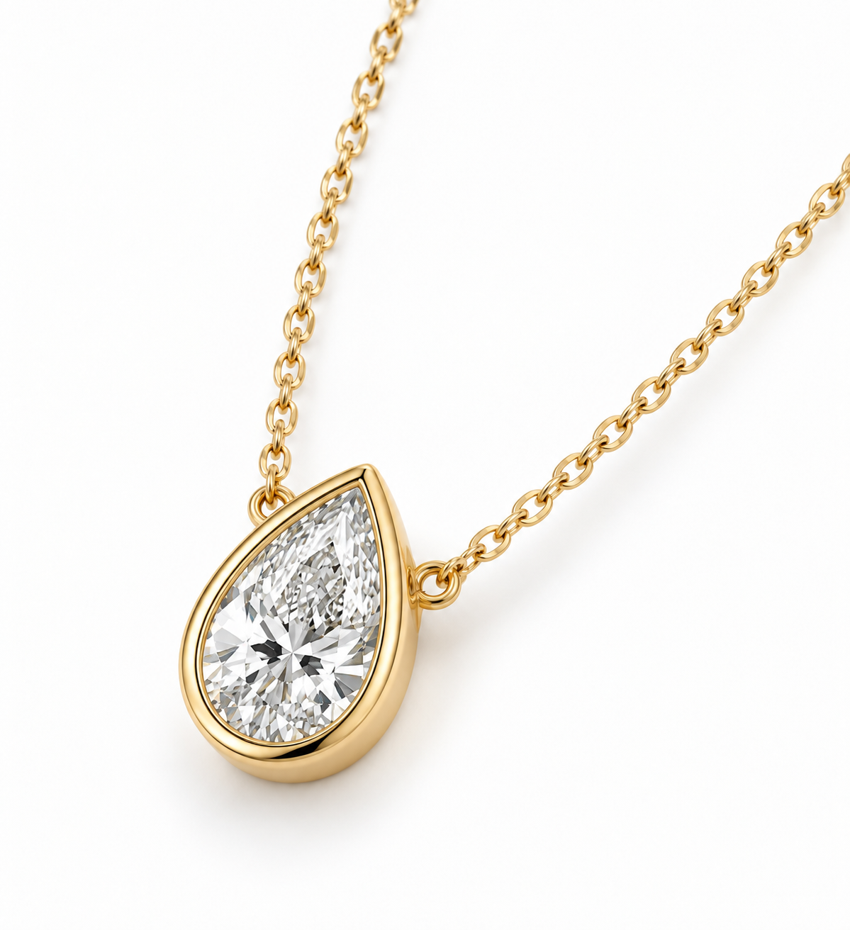 Blair Bezel Set Pear Lab Diamond Necklace 1 CT