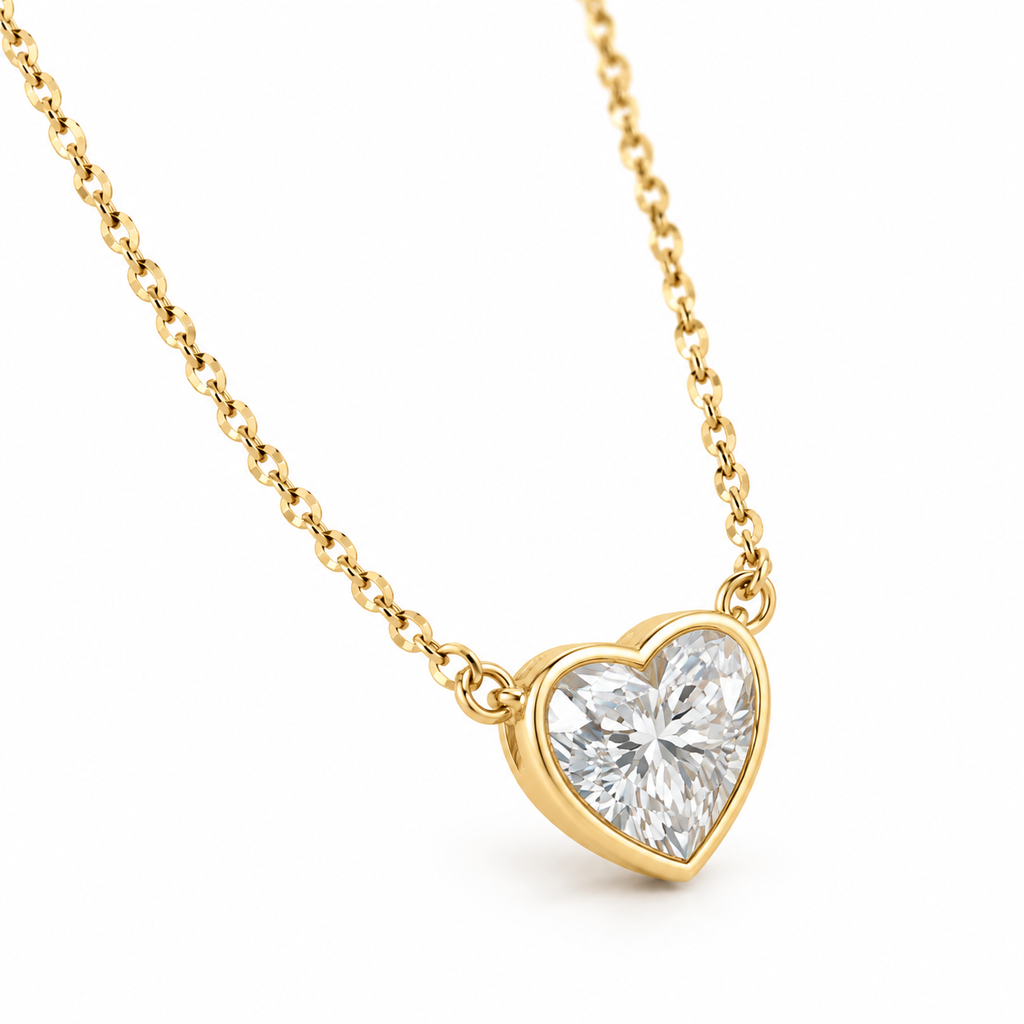 Blair Bezel Set Heart Lab Diamond Necklace 1 CT