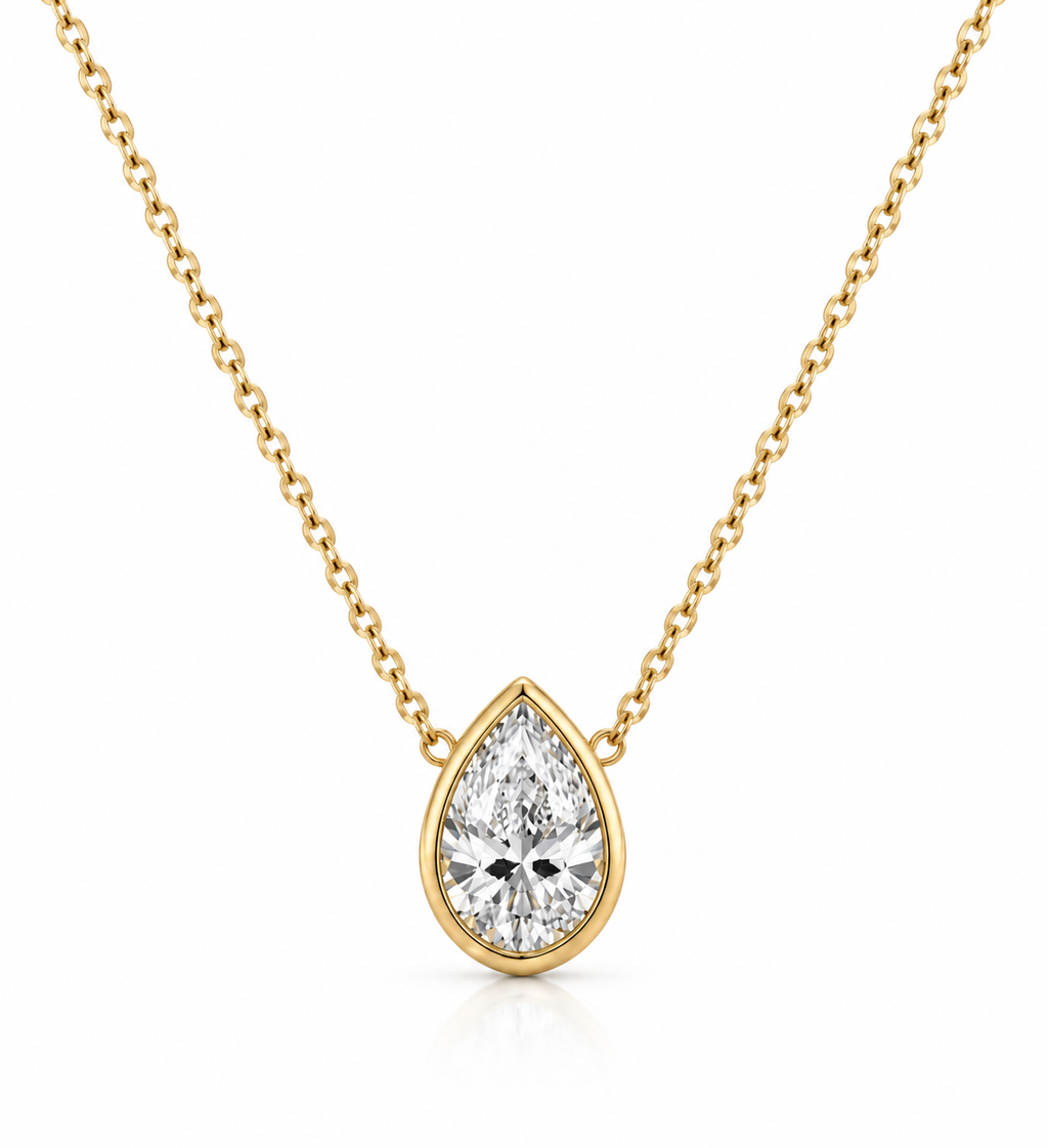 Blair Bezel Set Pear Lab Diamond Necklace 1 CT