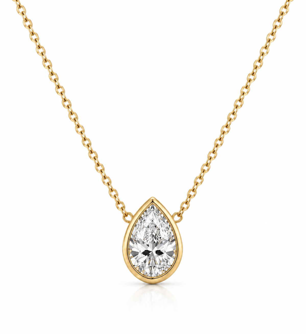 Blair Bezel Set Pear Lab Diamond Necklace 1 CT