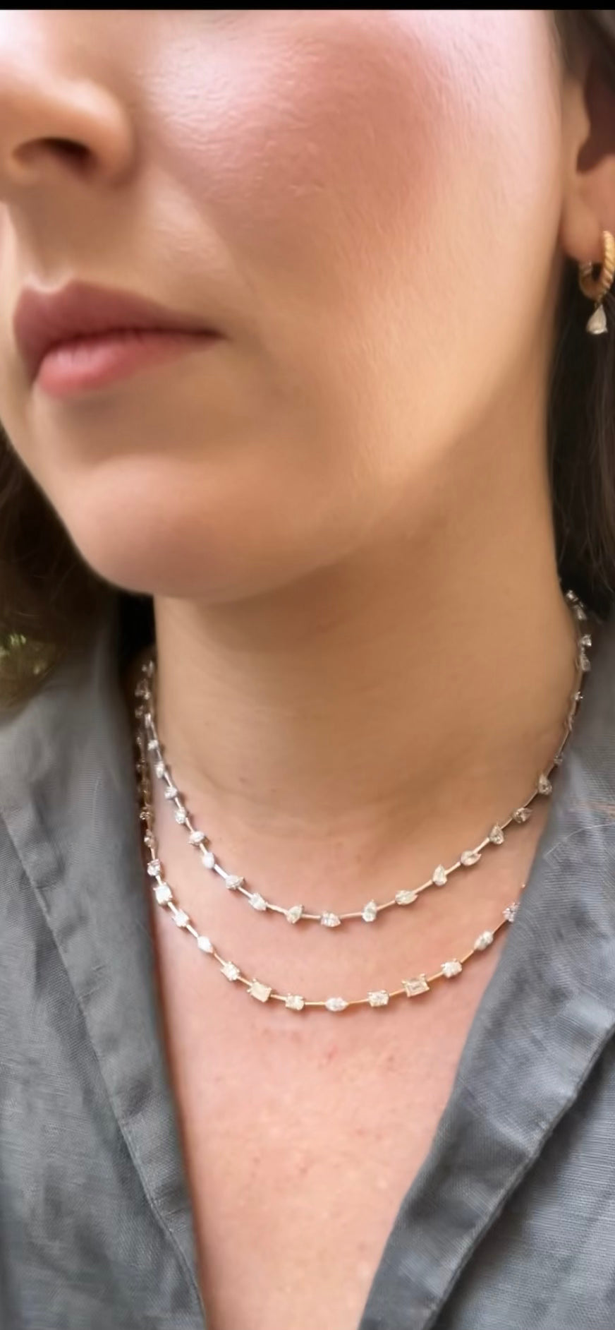 Fiona Pear Lab Diamond Necklace 7.02 CT