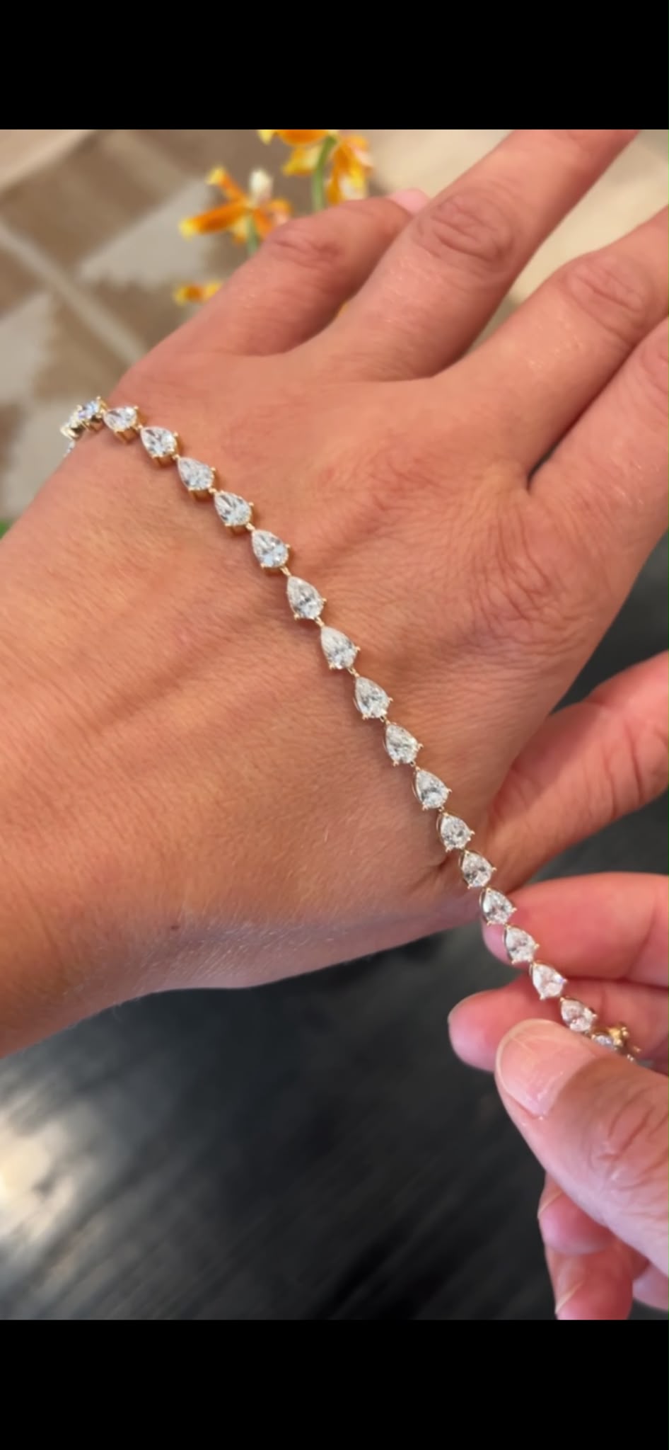 Grace Pear Shaped Lab Diamond Bar Link Bracelet