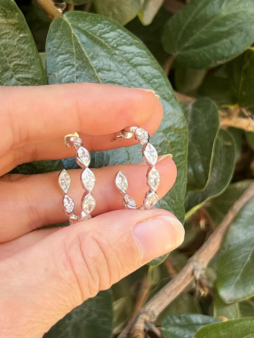 Marquise Inside Out Lab Diamond Hoop Earrings  3.21 CTs