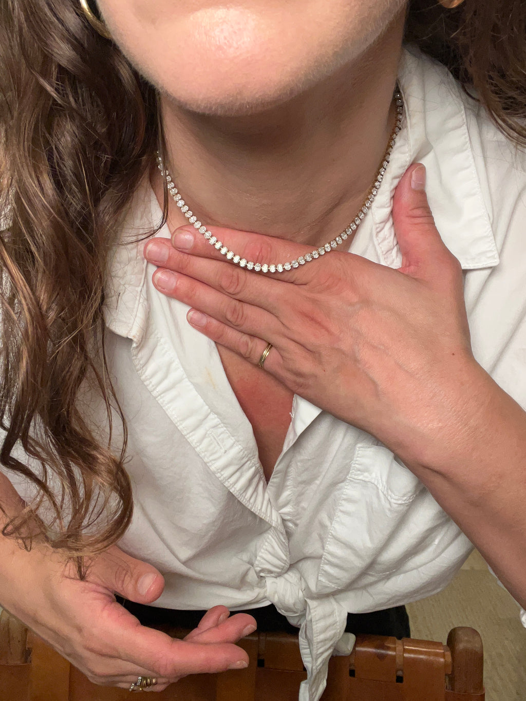 Celine Oval Lab Diamond Tennis Necklace, 10.76 cts Lab Diamonds