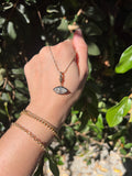 14k YG/ Blackened Finishing Evil Eye Talisman Pendant