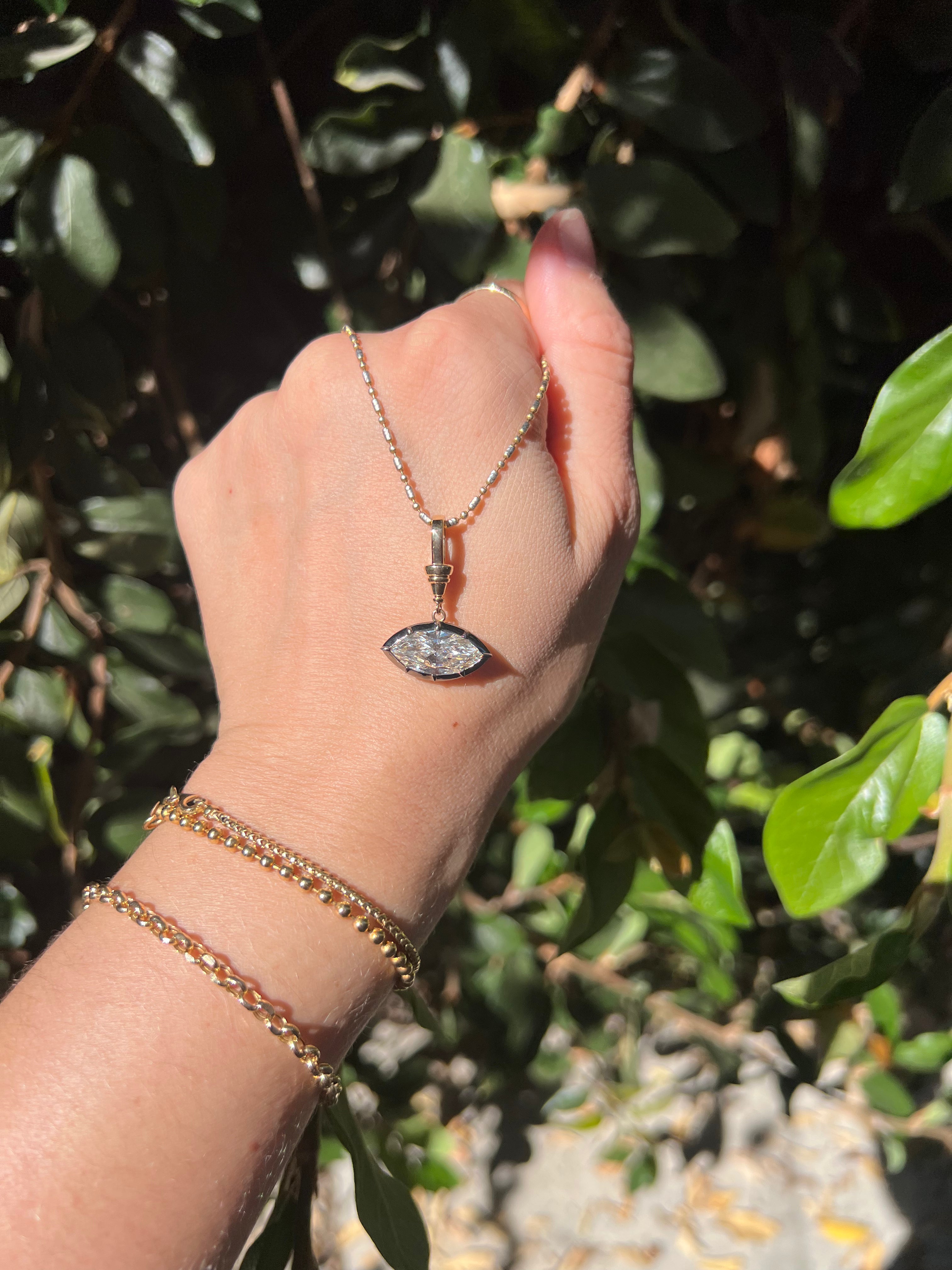 14k YG/ Blackened Finishing Evil Eye Talisman Pendant