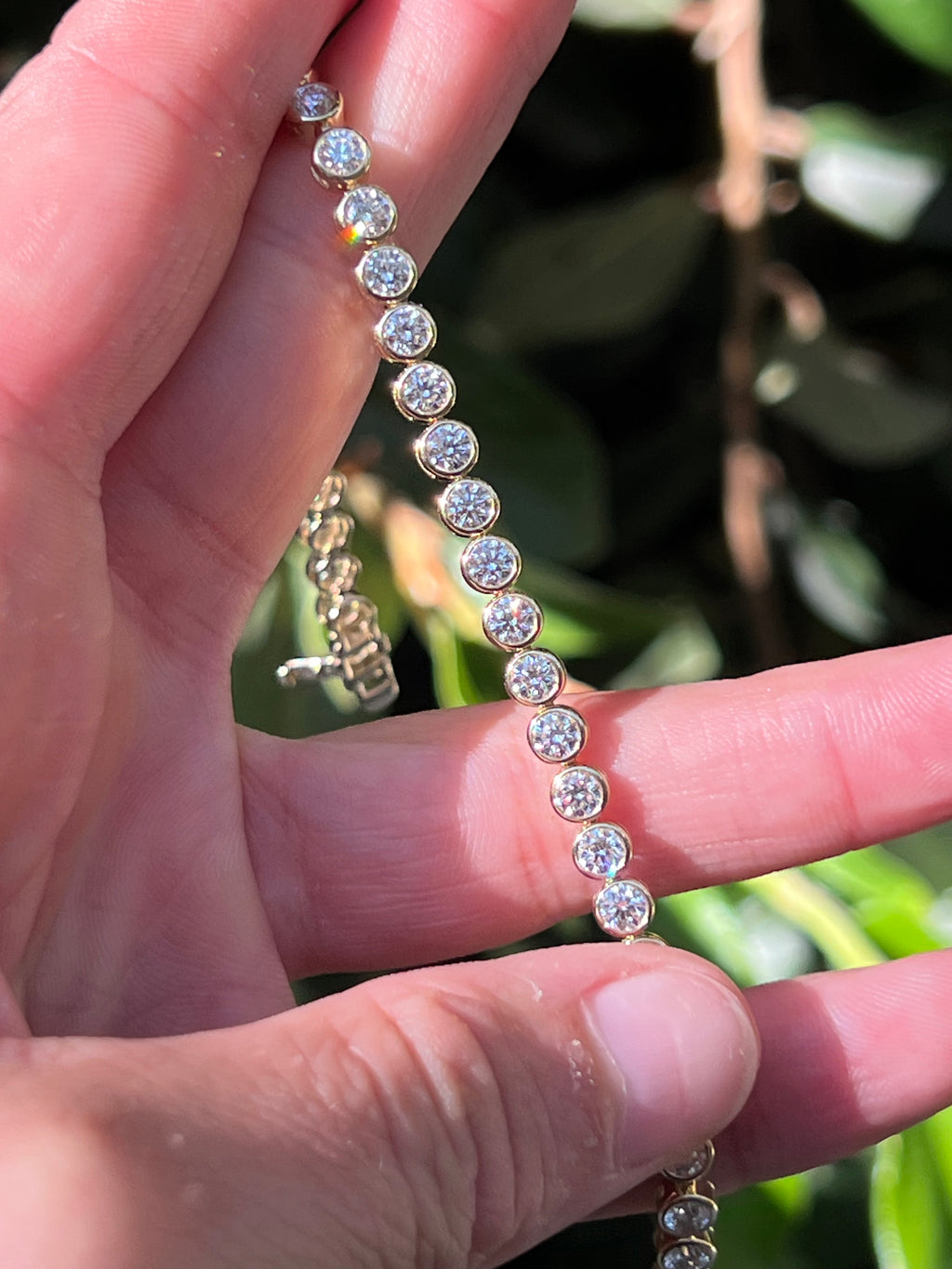 14k YG Bezel Set Lab Diamond Tennis Bracelet