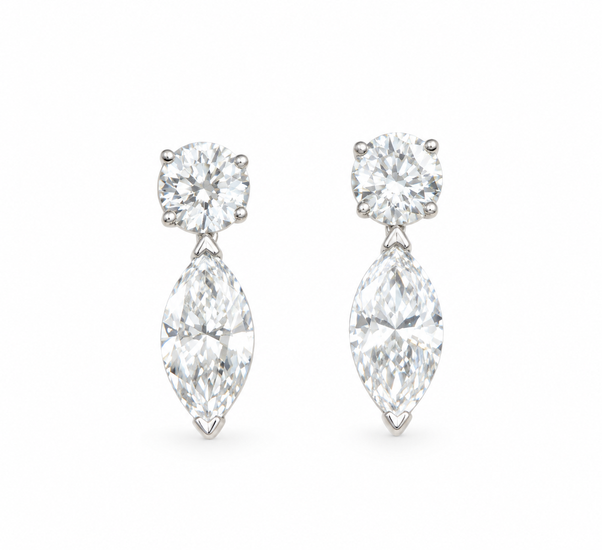 Elsa Round and Marquise Drop Lab Diamond Stud Earrings, 1.44cts