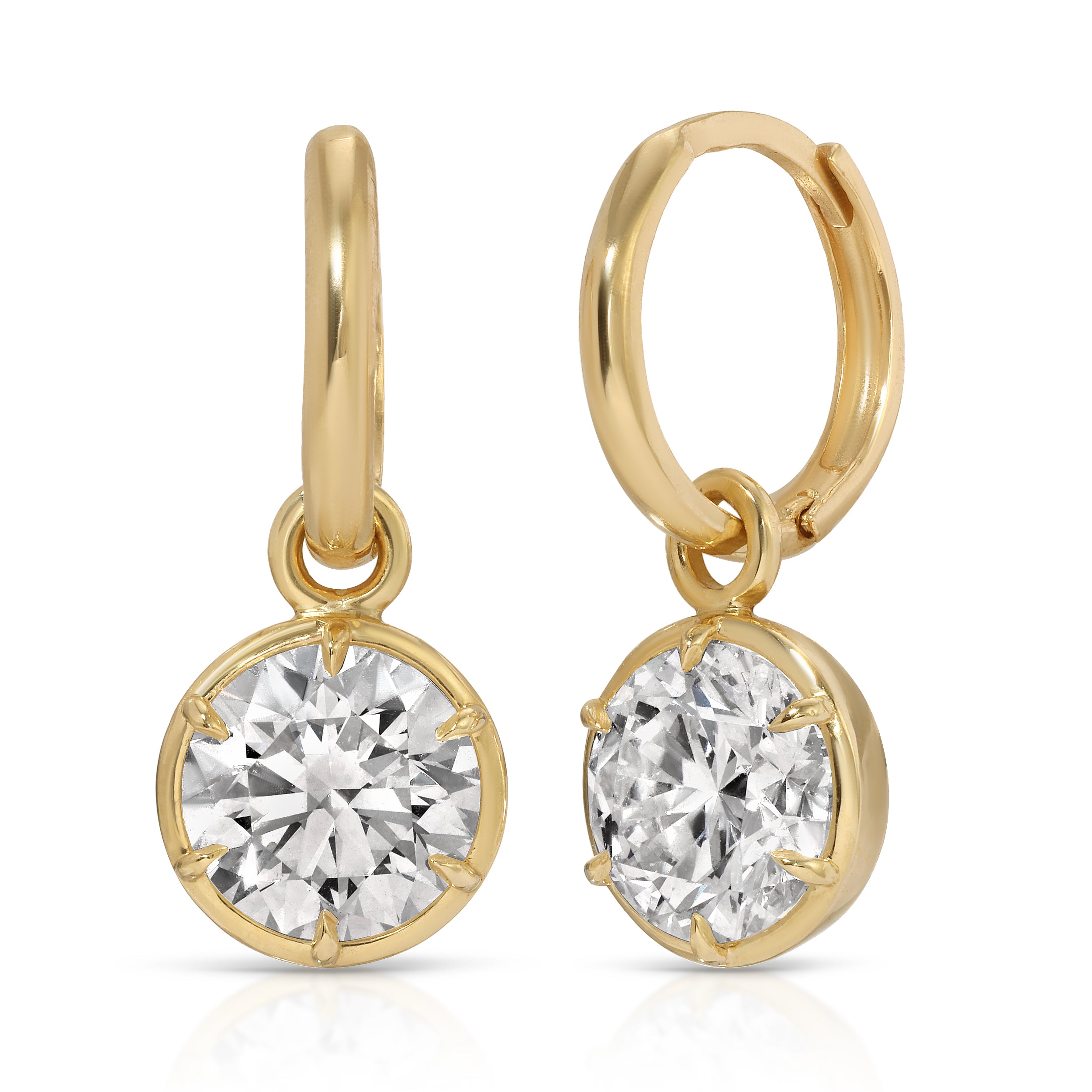 Georgian Style Diamond Drop Huggies - Round Shape