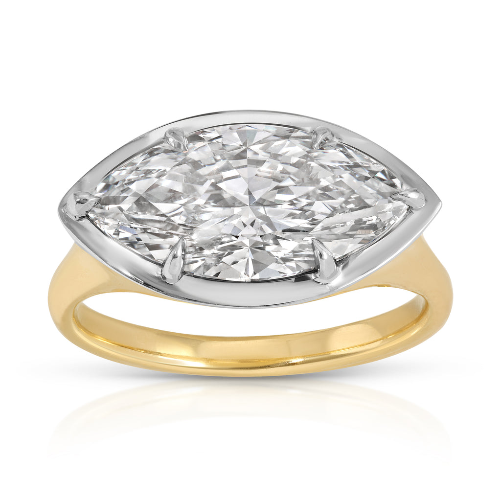 Georgian Style East West -  Lab Grown Diamond Ring - Marquise Shape