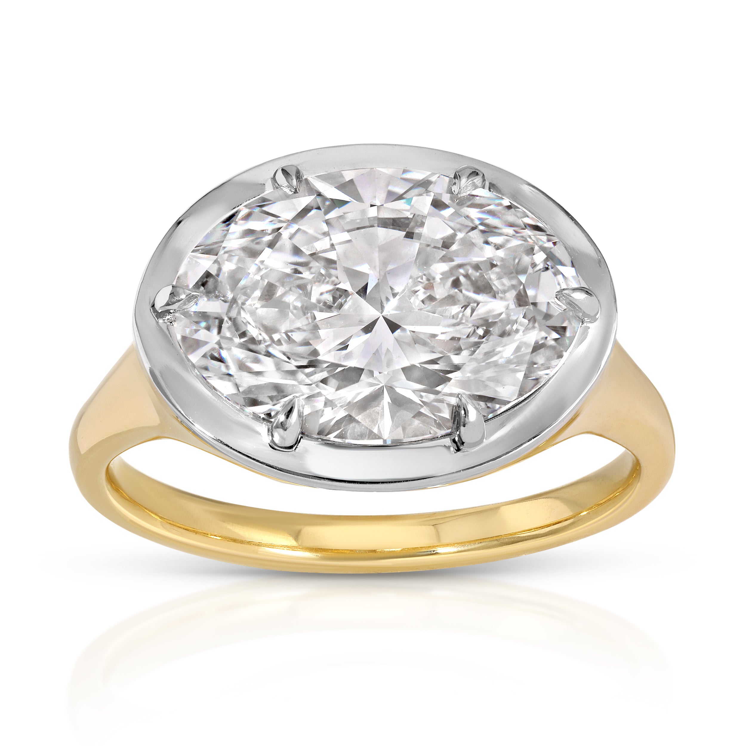 Georgian Style East West -  Lab Grown Diamond Ring - Oval Shape